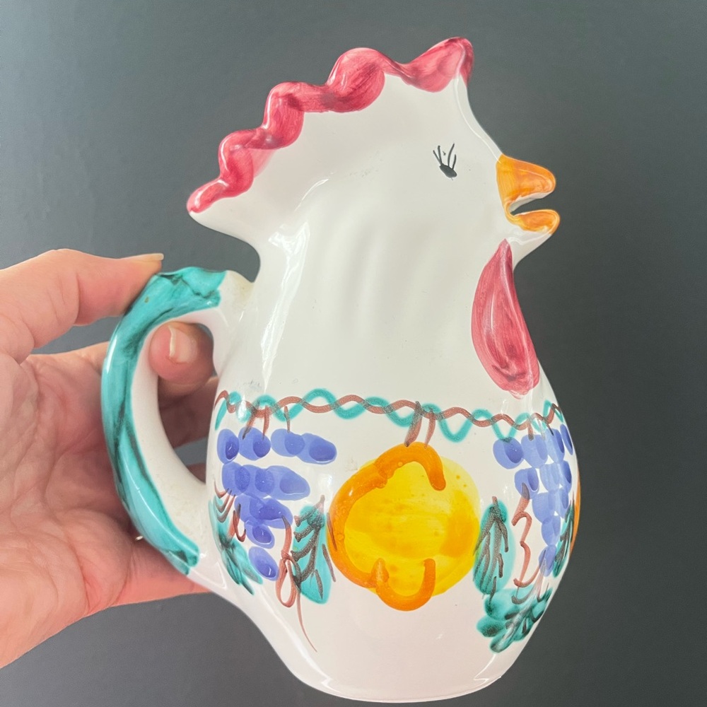 Original Italian small Rooster Ceramic Pitcher